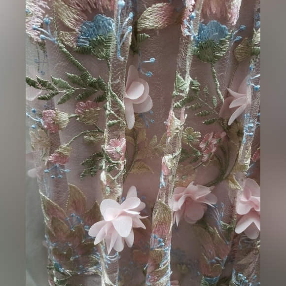 New Aidan Mattox Floral Embroidered Mesh V-Neck Sleeveless A-Line Maxi Dress 6 - Picture 7 of 11